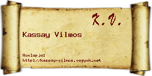 Kassay Vilmos névjegykártya